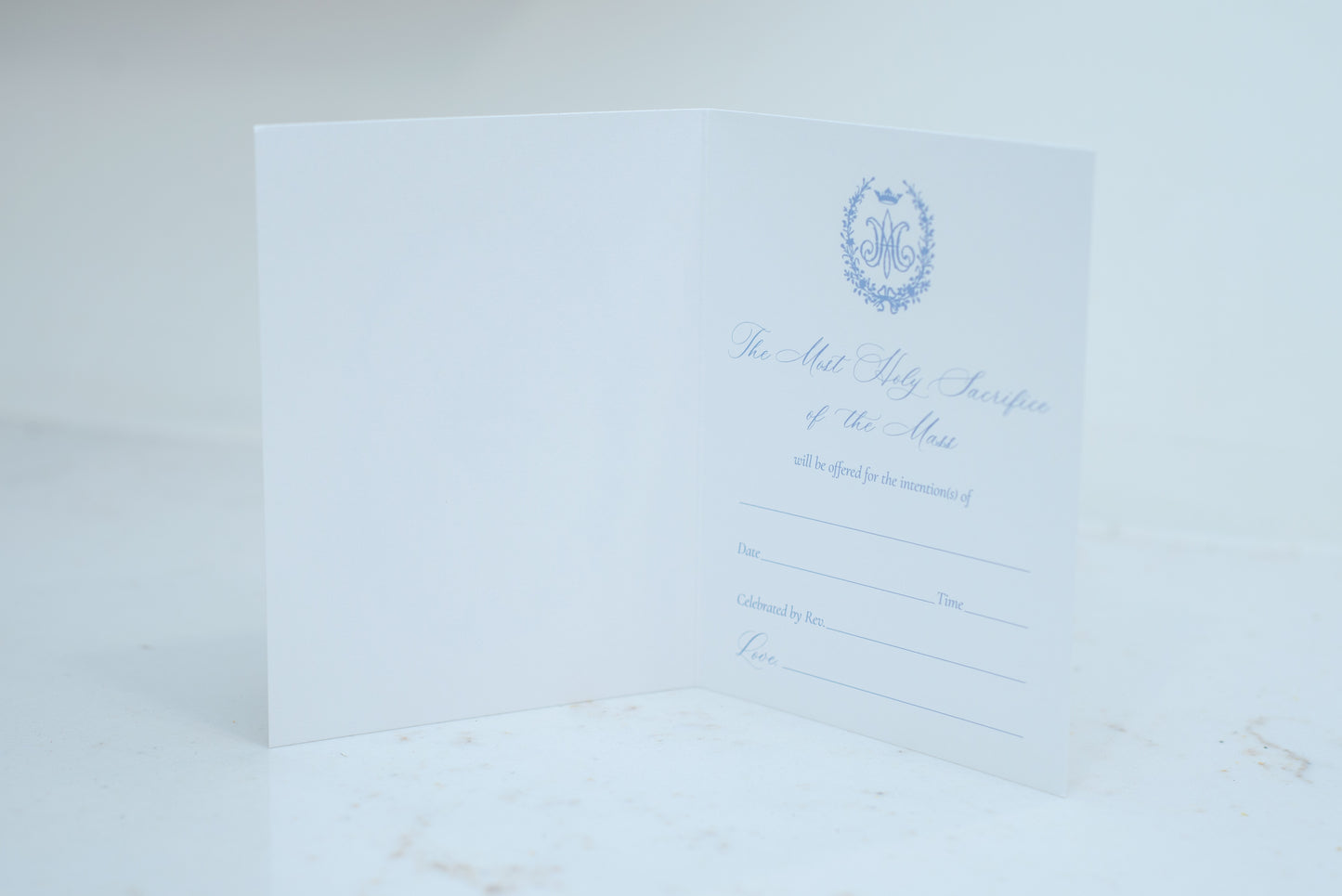Catholic Mass Cards, The Heart of Mary, Mass Intention Cards with optional Mass scheduling