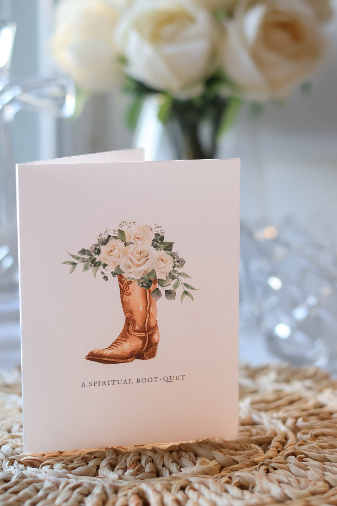 Spiritual Bouquet Greeting Card, Cowgirl Boot