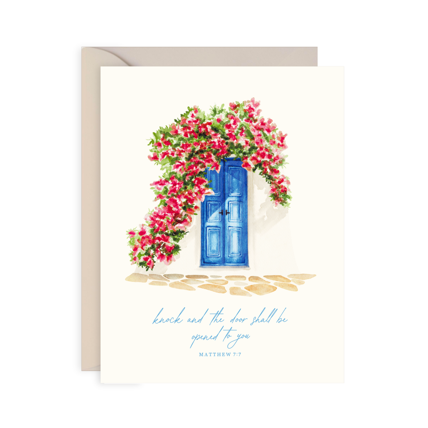 Catholic Greeting Card, Knock and the Door Shall be Opened (Matthew 7:7)