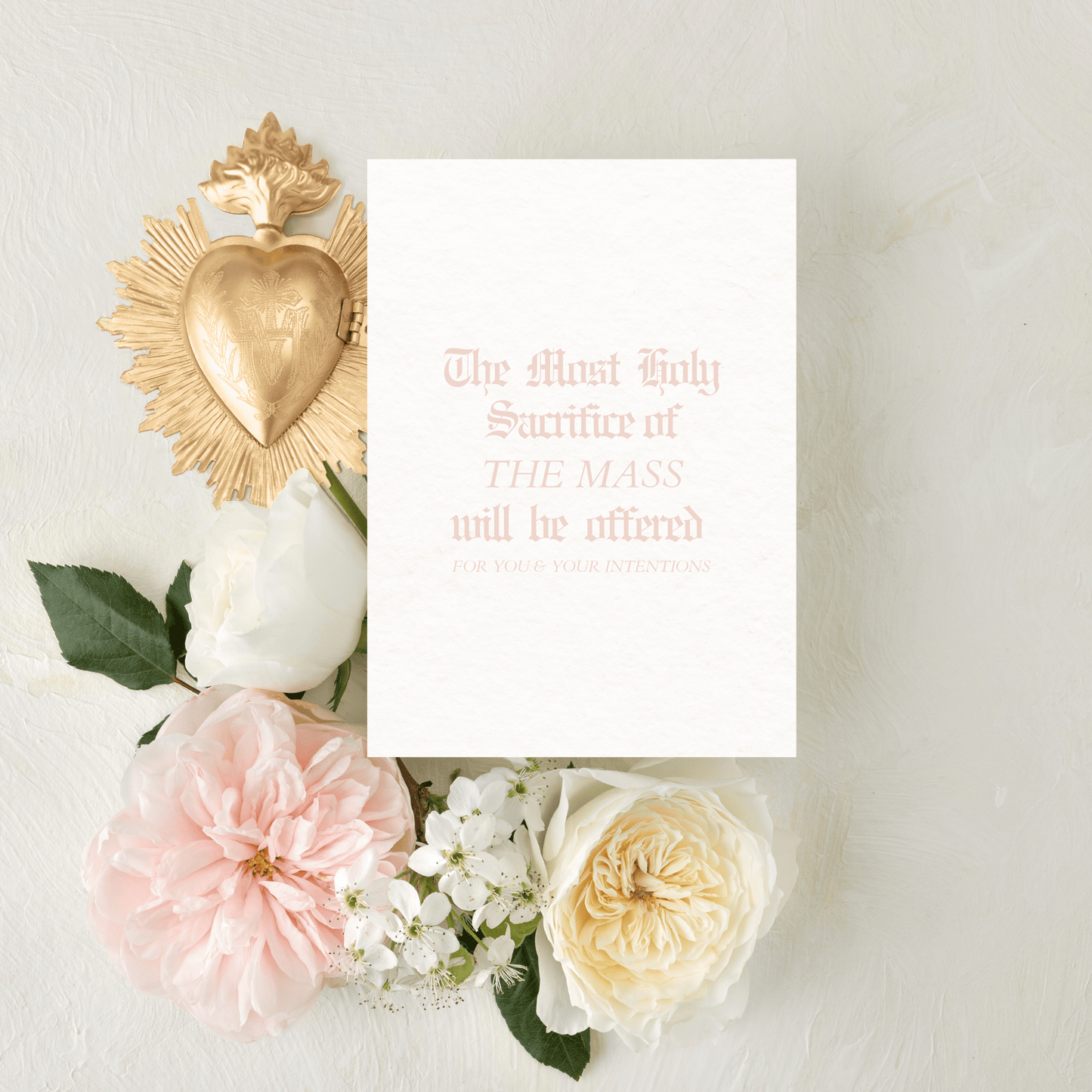 Catholic Mass Cards, A Mass Offering for You (Pink), with optional Mass scheduling