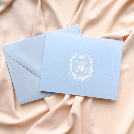 Catholic Greeting Cards, Blue Auspice Maria, Horizontal Card