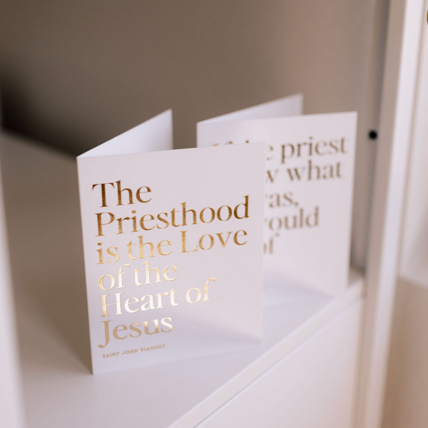 Catholic Greeting Card for Priests, St. John Vianney Quote "Heart of Jesus", Gold Foil