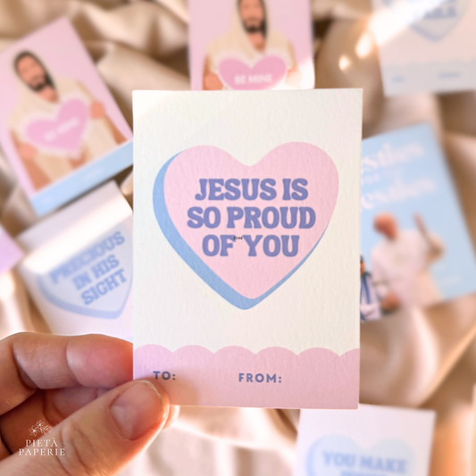 Catholic Valentines for Kids, Variety Pack of 25 Mini Cards