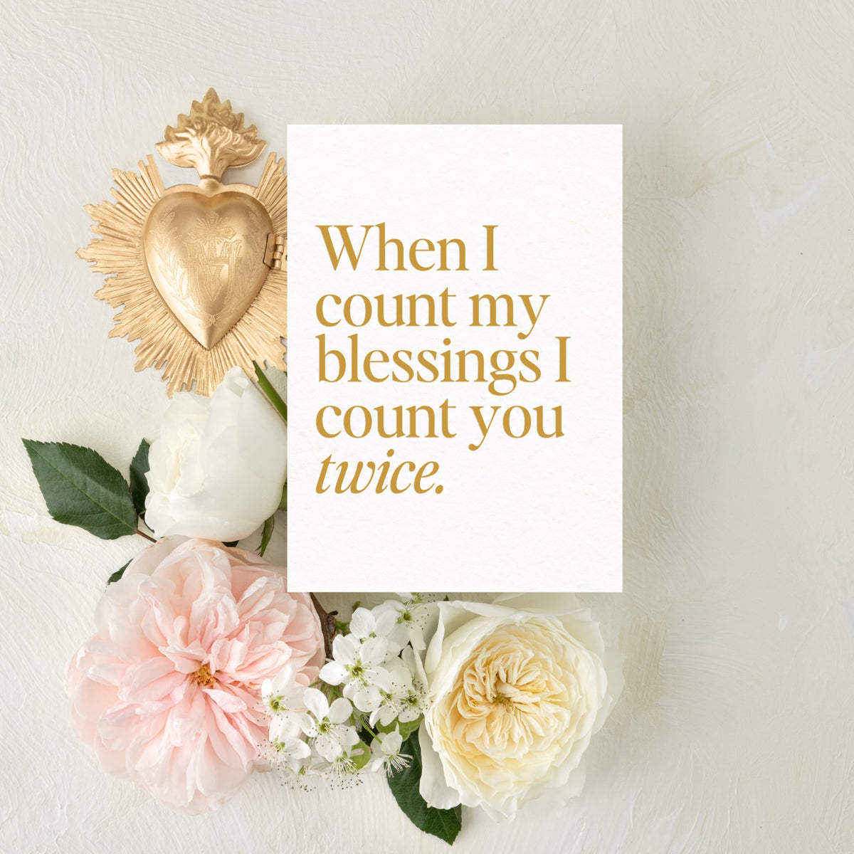 Count my Blessings, Gold Foil, Catholic Greeting Cards