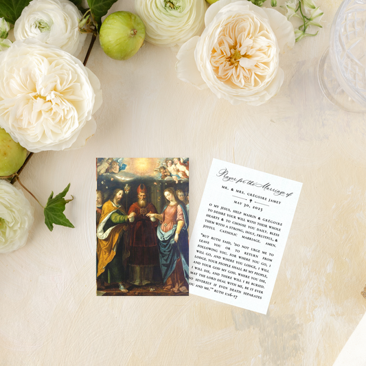 Catholic Wedding Prayer Cards, Wedding of Mary and Joseph, Semi-Custom