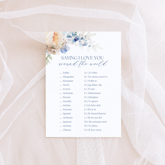 Catholic Bridal Shower Games: Saying I Love You Around the World | Physical Card, Pack of 10