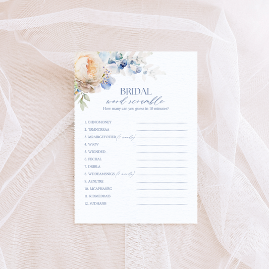 Catholic Bridal Shower Games: Bridal Word Scramble | Physical Card, Pack of 10