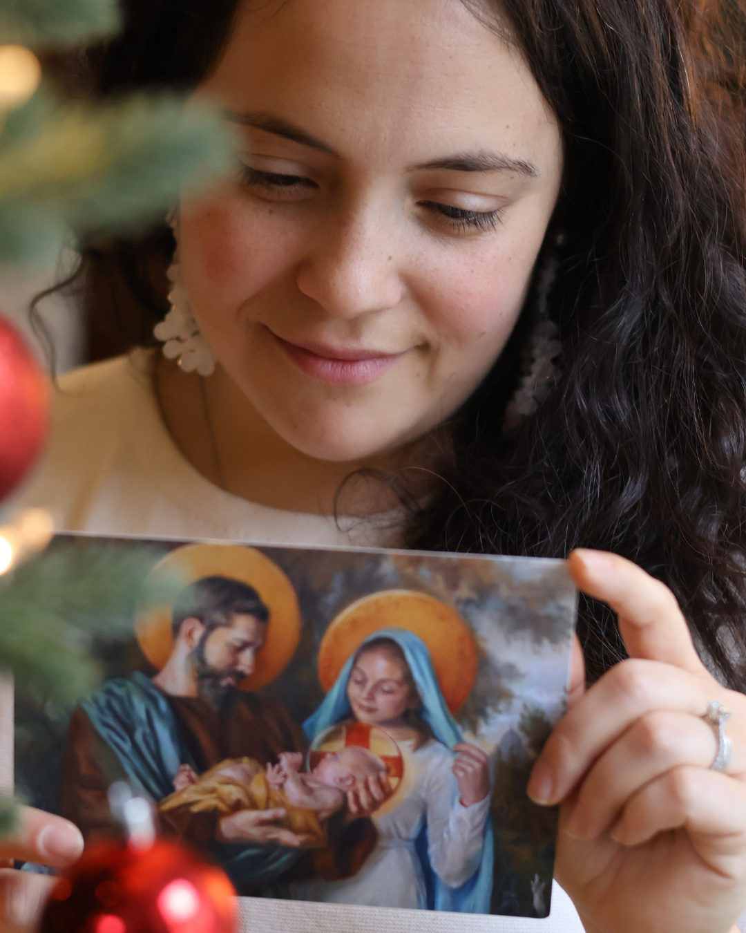 Personalized Catholic Christmas Cards, John 1:14, with optional Addressed Envelopes