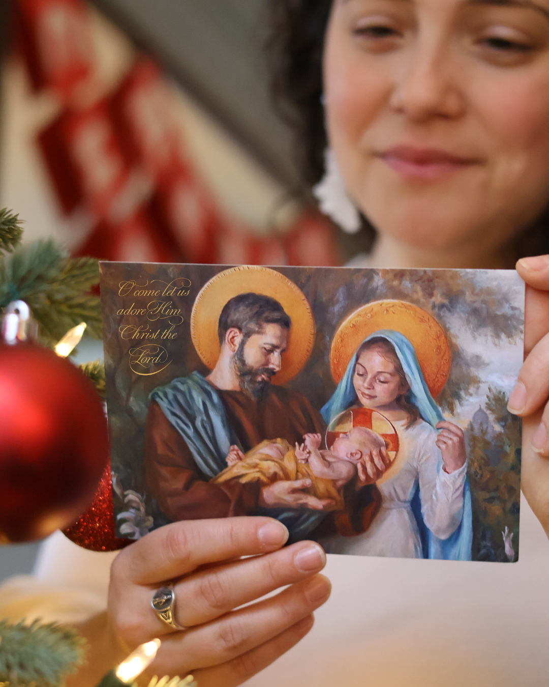 Personalized Catholic Christmas Cards, John 1:14, with optional Addressed Envelopes