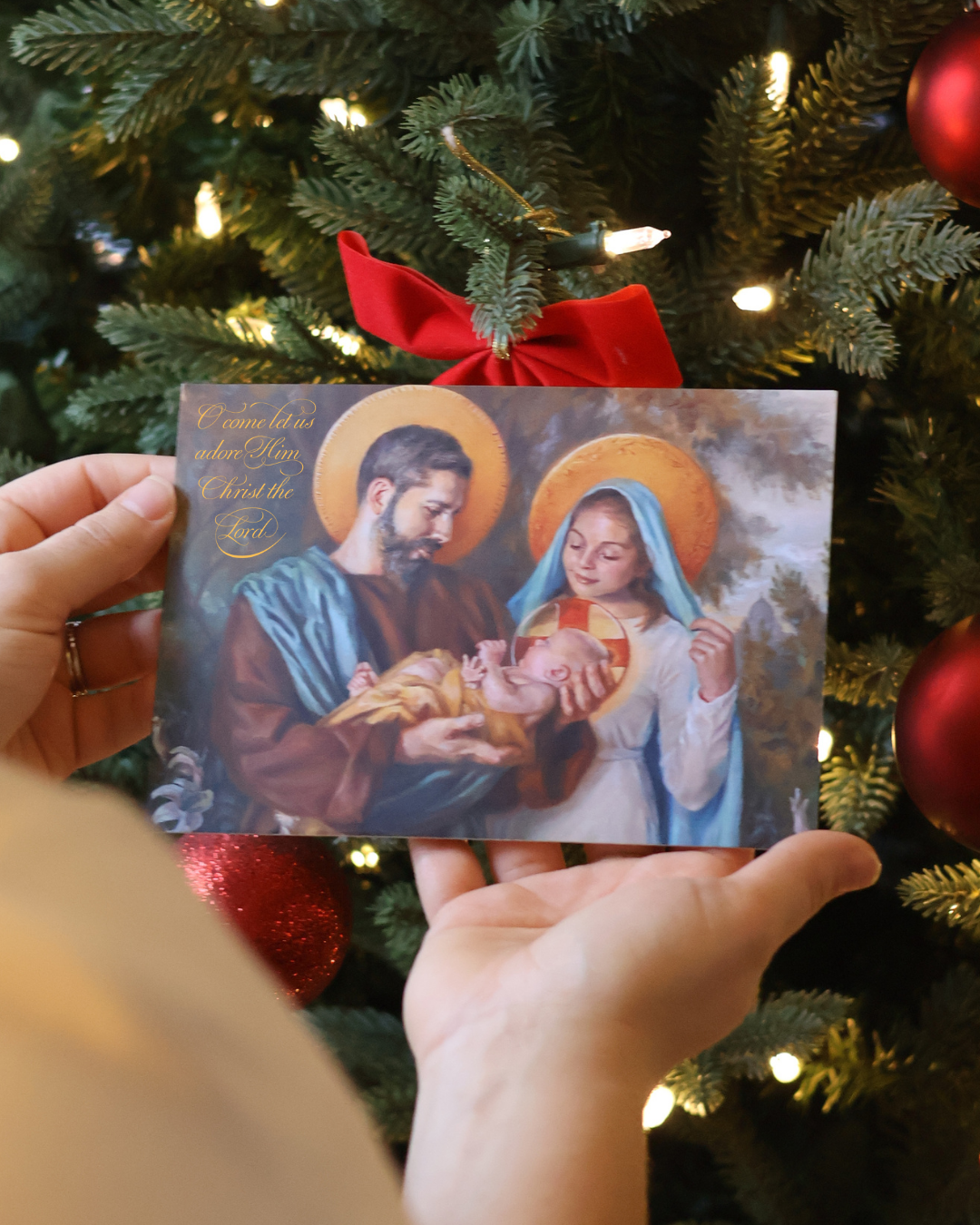 Personalized Catholic Christmas Cards, John 1:14, with optional Addressed Envelopes