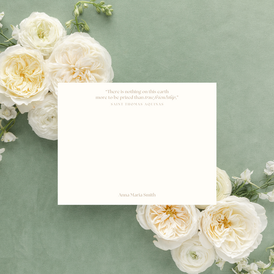 St. Thomas Aquinas Friendship Quote Personalized Catholic Stationery Set