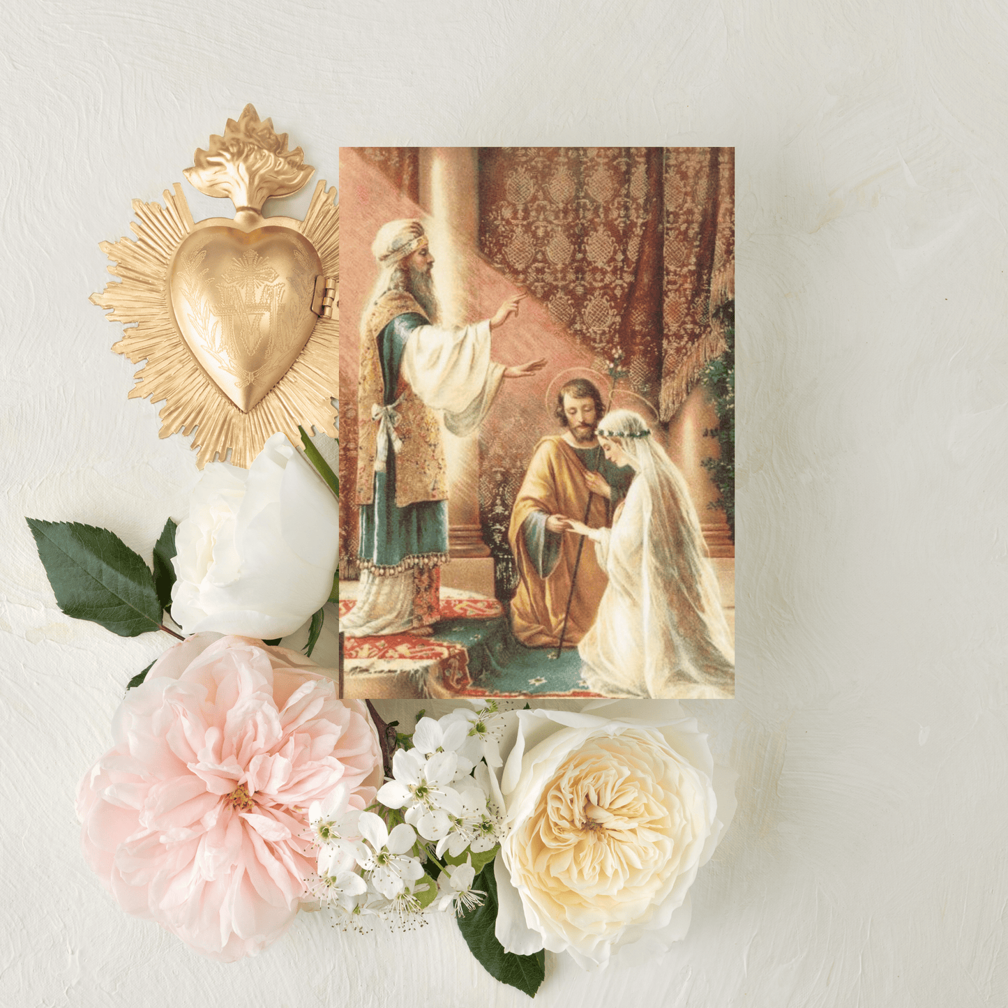 Catholic Mass Cards, Wedding of Mary and Joseph, Marriage Mass Intention Cards, with optional Mass scheduling