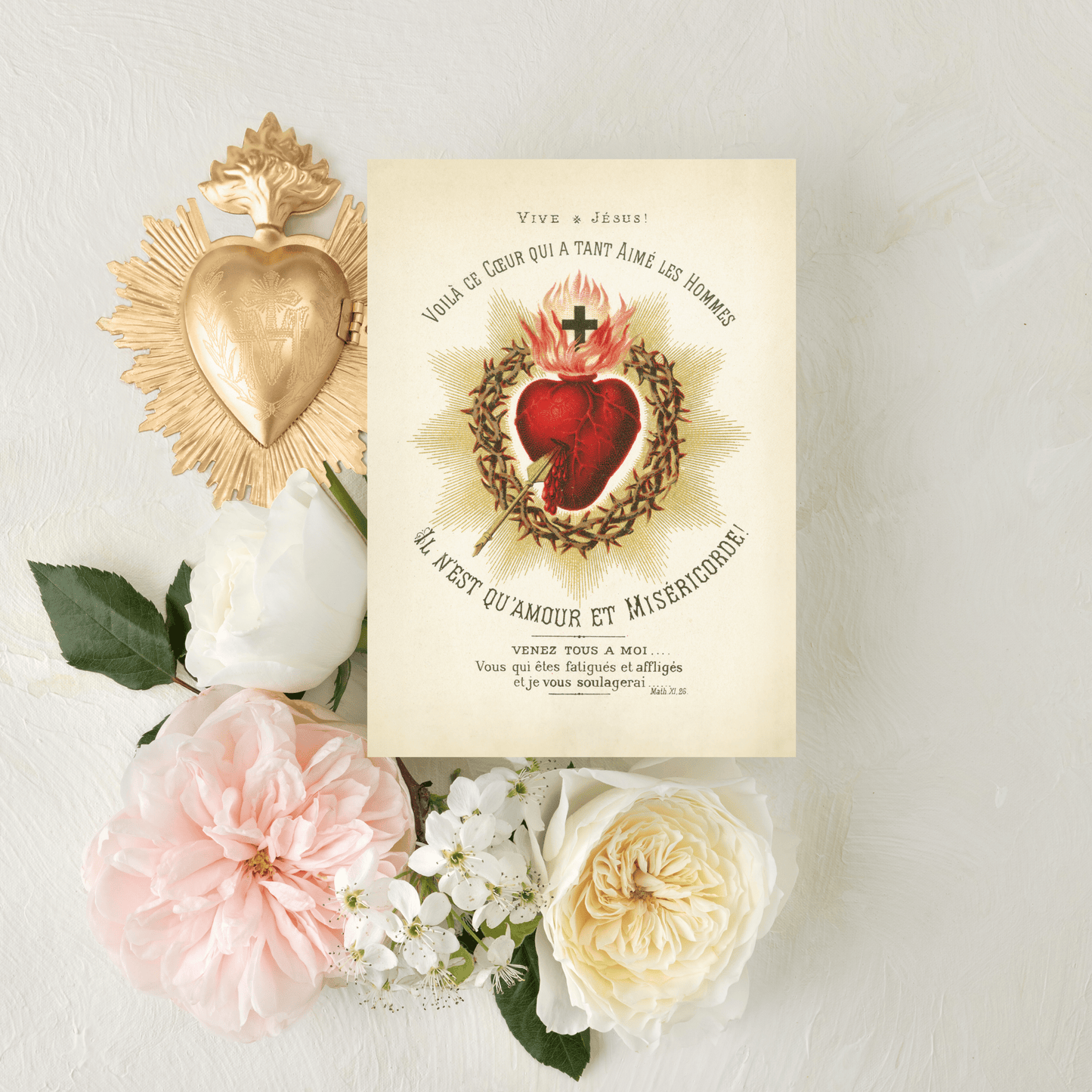 Catholic Mass Cards, Behold this Heart, with optional Mass scheduling