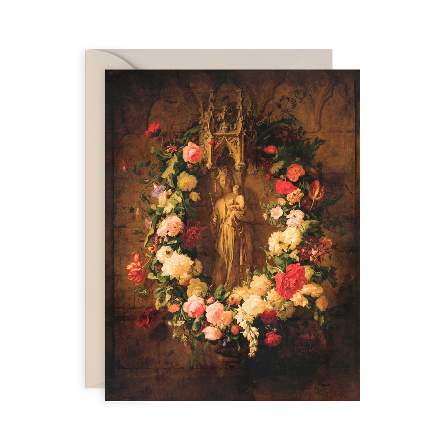 Marian Floral, Catholic Greeting Card