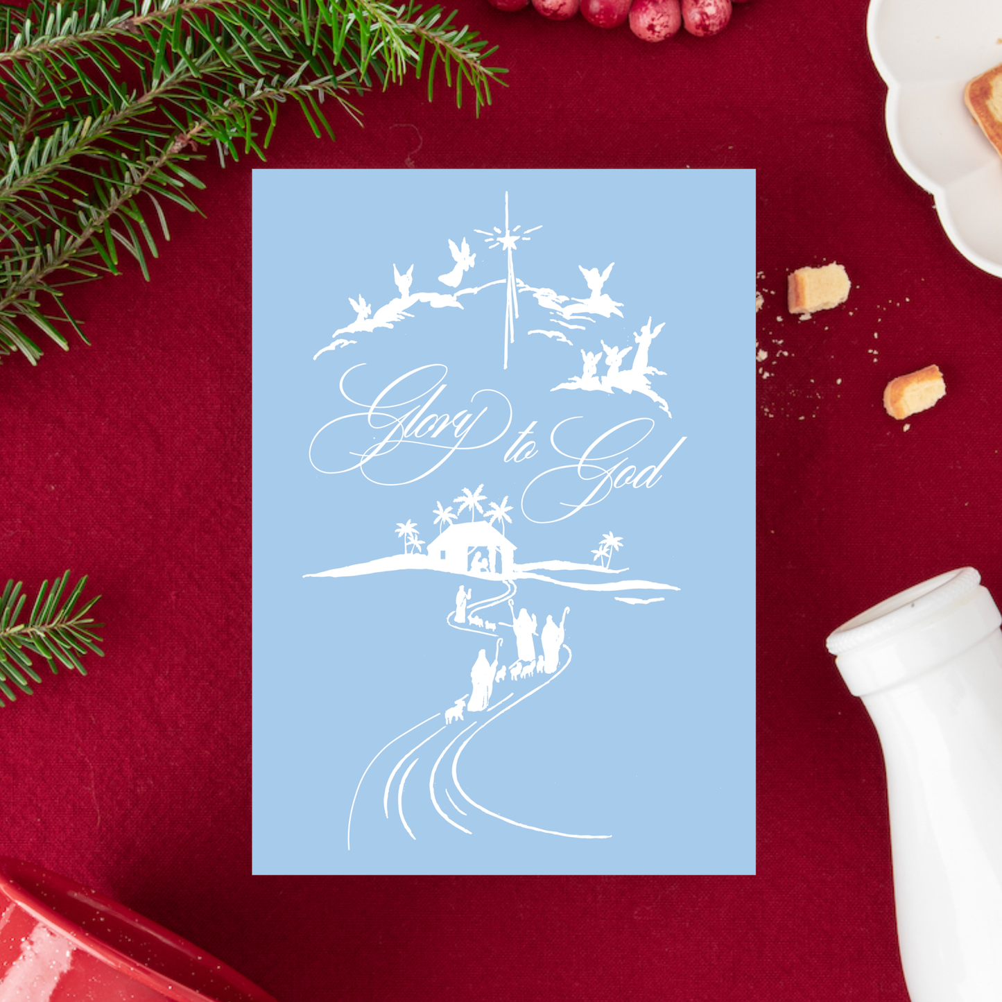 Personalized Catholic Christmas Cards, Glory to God, with optional Addressed Envelopes