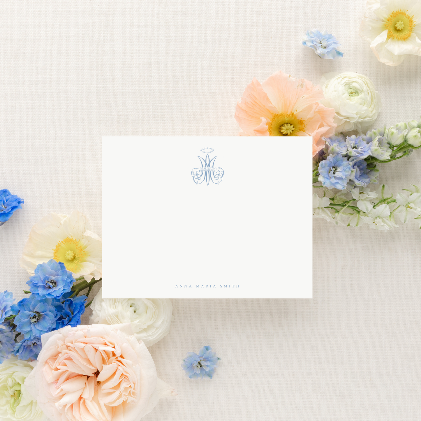 Auspice Maria Personalized Catholic Stationery Set