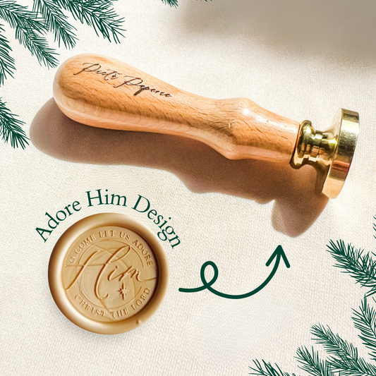 Catholic Christmas Wax Seal Stamps, O Come Let Us Adore Him