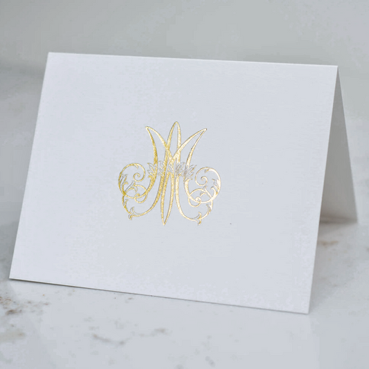 Auspice Maria, Catholic Gold Foil Stationery, Pack of 5