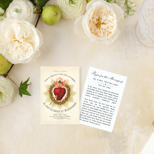 Catholic Wedding Prayer Cards, Behold this Heart, Semi-Custom