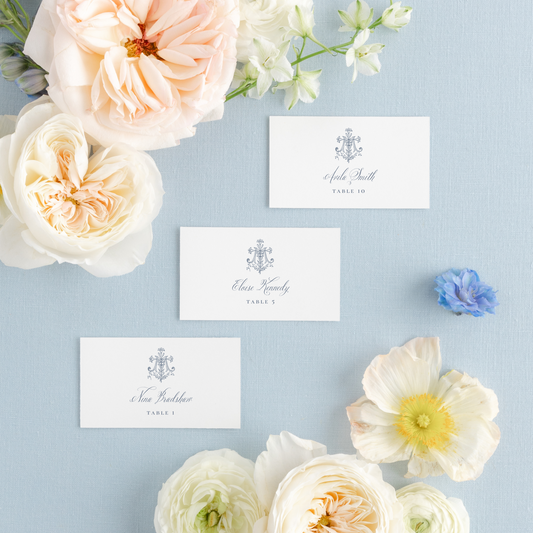 Catholic Wedding Escort Cards, Marian Cross with Lilies