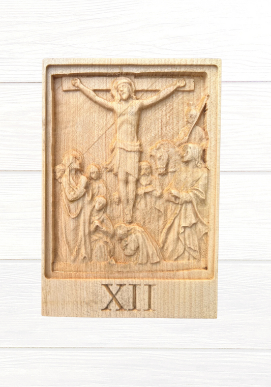 Set of 14 Stations of the Cross Wooden Engravings, Catholic Home Decor