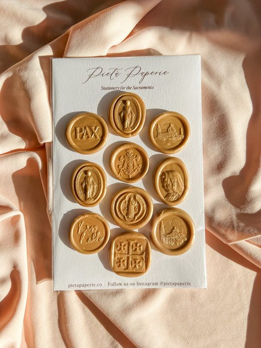 catholic wax seals variety pack of 10 in resurrection gold