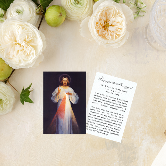 Catholic Wedding Prayer Cards, Divine Mercy Jesus, Semi-Custom