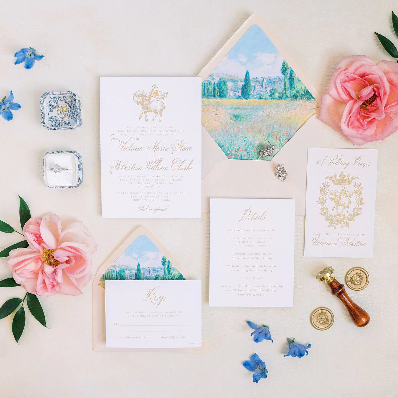 AI TEST Copy Of Catholic Wedding Invitation Suite, Agnus Dei, Semi-custom