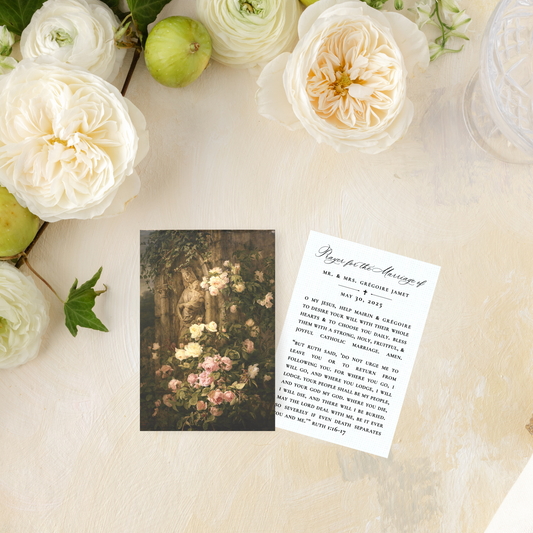 Catholic Wedding Prayer Cards, Impressionist Flowers, Semi-Custom
