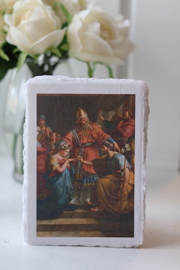Marriage of Mary and Joseph on Deckled-edge Handmade Paper Sacred Art Print