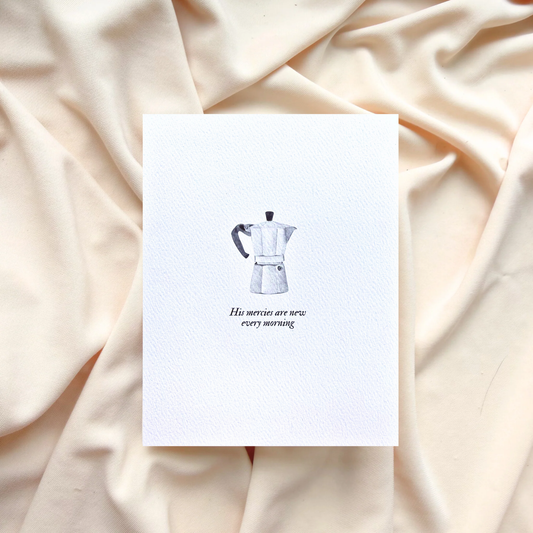 Catholic Greeting Card, His Mercies Are New Every Morning Moka Pot