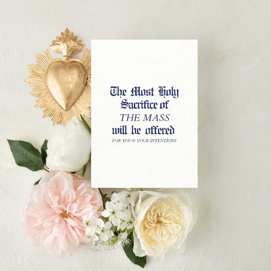Catholic Mass Cards, A Mass Offering for You (Blue), Mass Intention Cards, with optional Mass scheduling