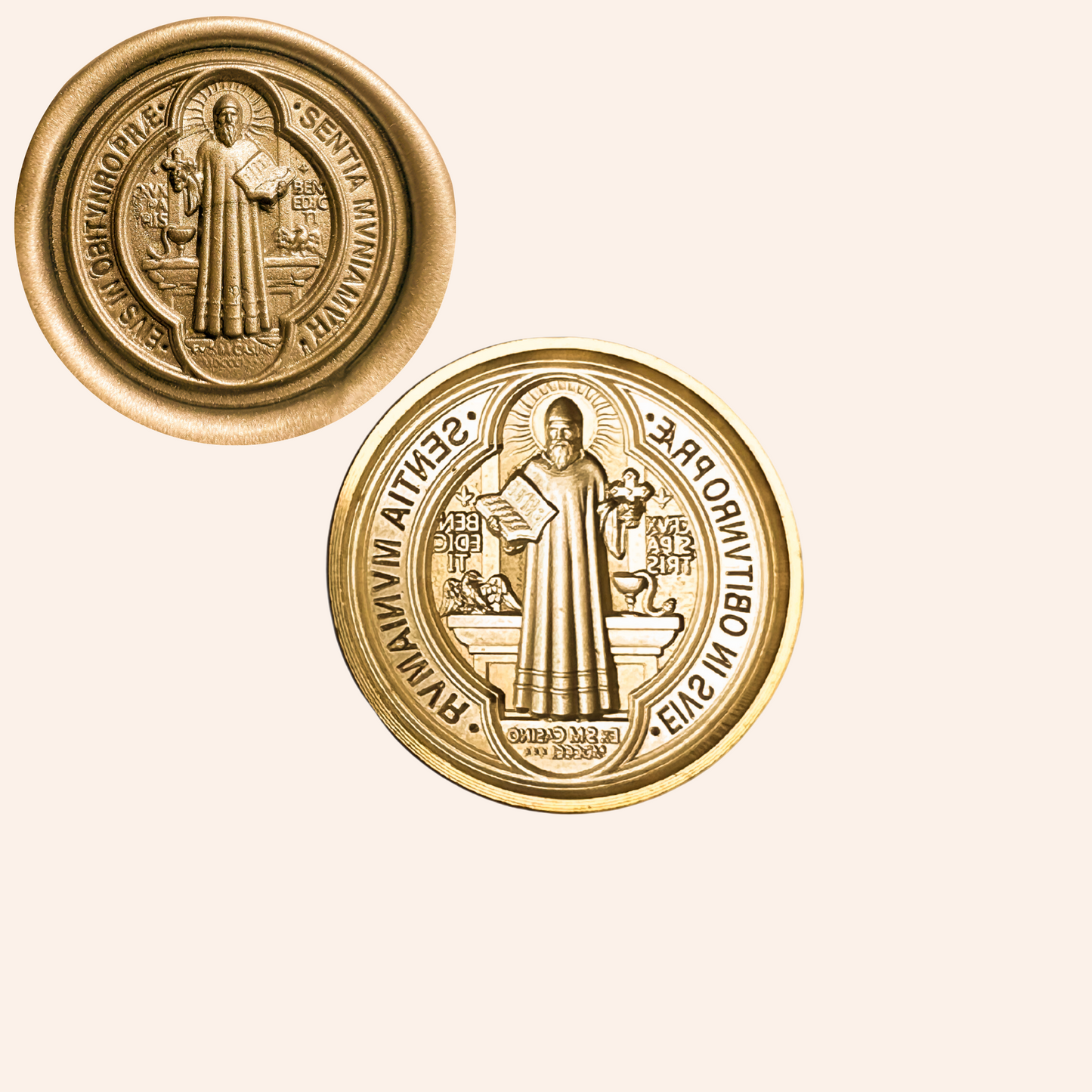 Restocking Soon: Catholic Wax Seal Stamps, Saint Benedict Medal (Front)