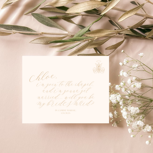 Marian Catholic Bridesmaid Proposal Note Cards, Personalized Stationery Set, Pack of 5