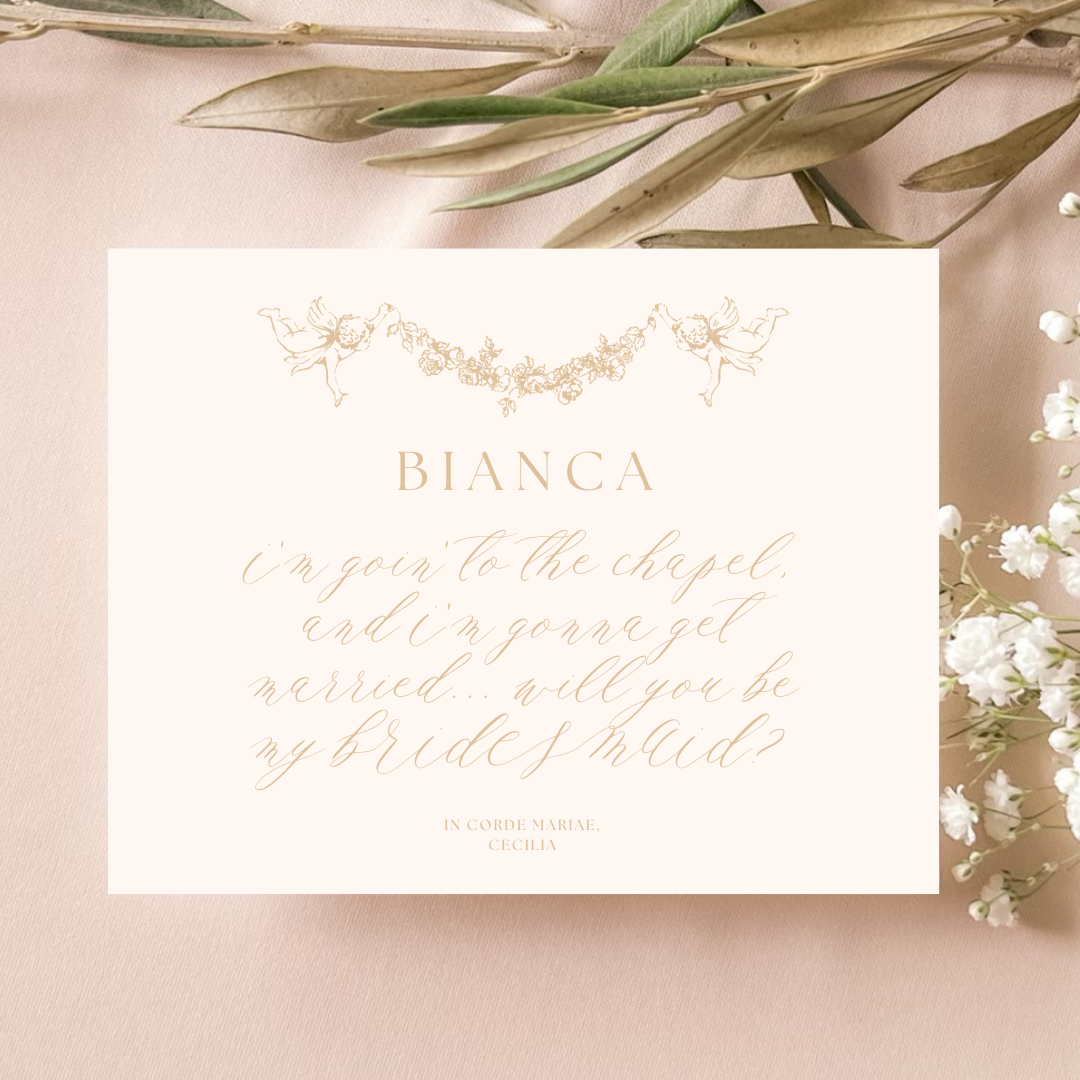 Cherubim Catholic Bridesmaid Proposal Note Cards, Personalized Stationery Set, Pack of 5