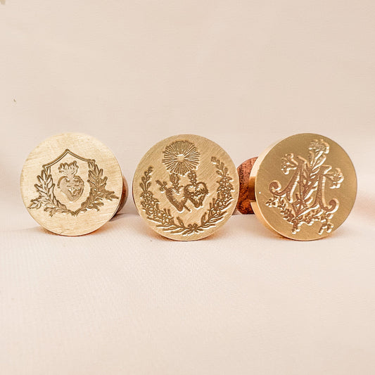 Catholic Wax Seal Stamps, 3-Stamp Bundle, Sacred Heart & Immaculate Heart of Mary